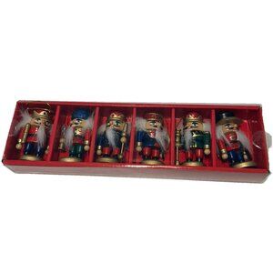(6 ) Hand Painted Wooden Nutcracker Soldier Christmas Ornaments Macy’s
